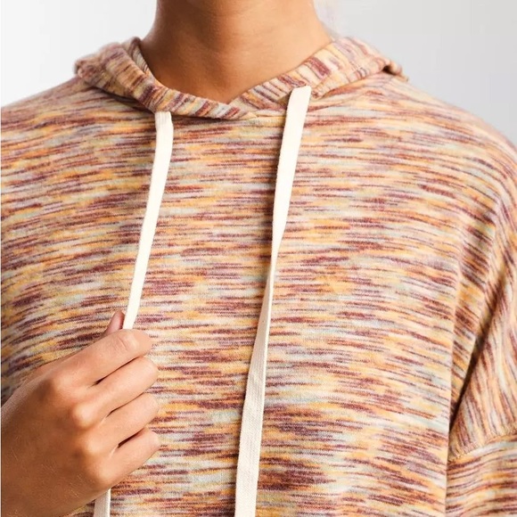 New Striped Hobo Knit Boxy Pullover Hoodie - Picture 4 of 7